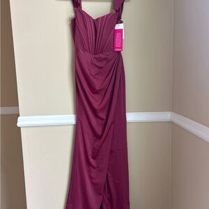 Sleeveless Plum Prom Dress with Draped Front